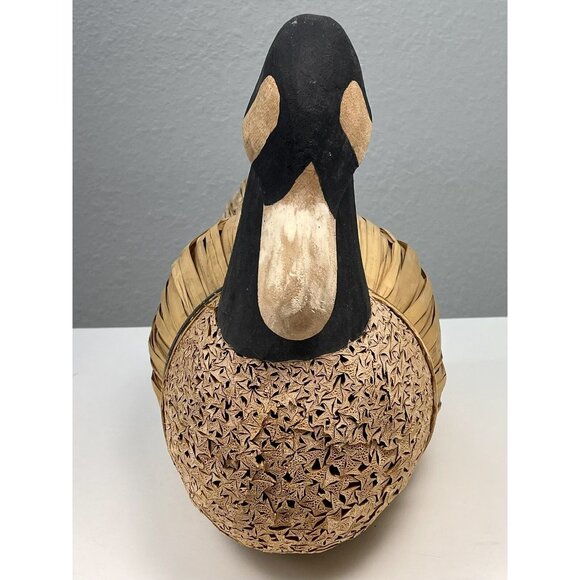 VTG Large 21" American Goose Carved Wood & Reed Decoy Rustic Home Decor Duck EUC - Picture 3 of 9